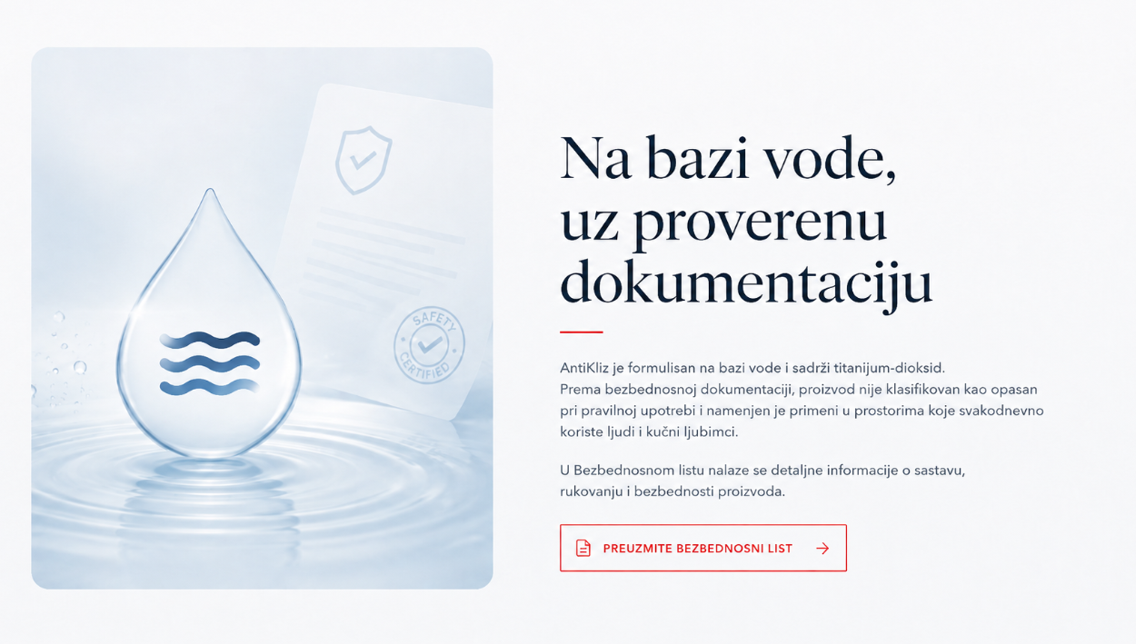Kap vode uz simbol bezbednosne dokumentacije